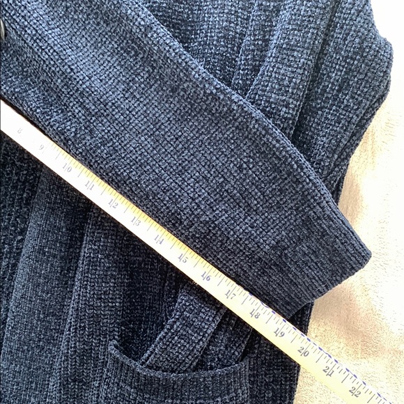 MATTY M | XXL WOMENS | CHENILLE FABRIC CARDIGAN  OPEN FRONT SWEATER in BLUE - Picture 5 of 10